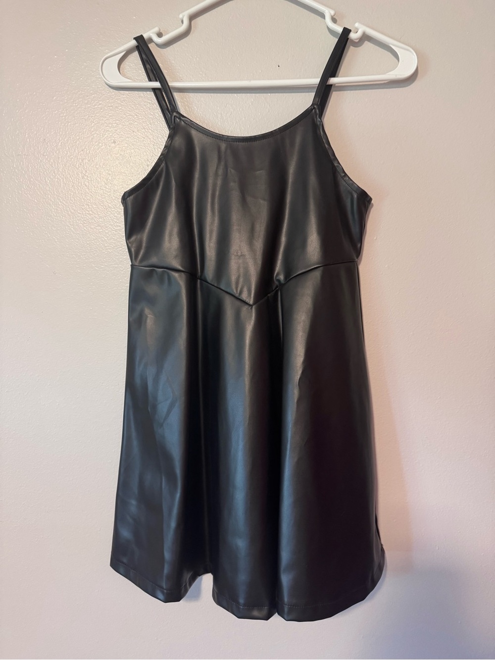 Faux Leather Black Dress